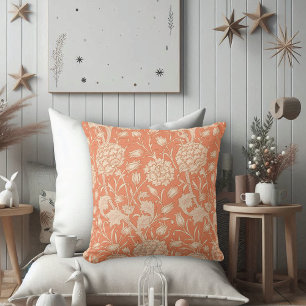 Peach Wild Tulips William Morris Throw Pillow