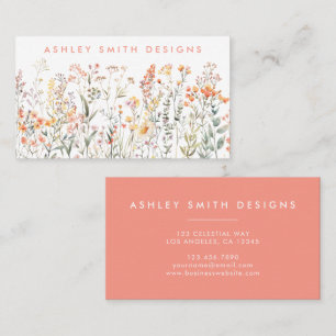 Peach Wildflower Business Card