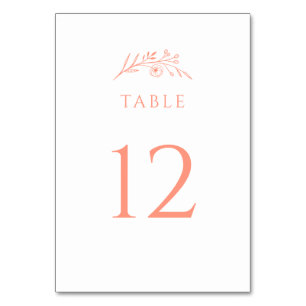 Peach Wildflower Wedding Table Number