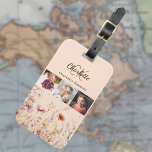 Peach wildflowers photo collage monogram luggage tag<br><div class="desc">Elevate your travel experience with our Personalized Luggage Name Tags! Perfect for adding a touch of style and functionality to your bags, these tags are customized with your own monogram and feature a charming collage of images that reflect your interests and passions. Customized Monogram: Each luggage tag is personalized with...</div>
