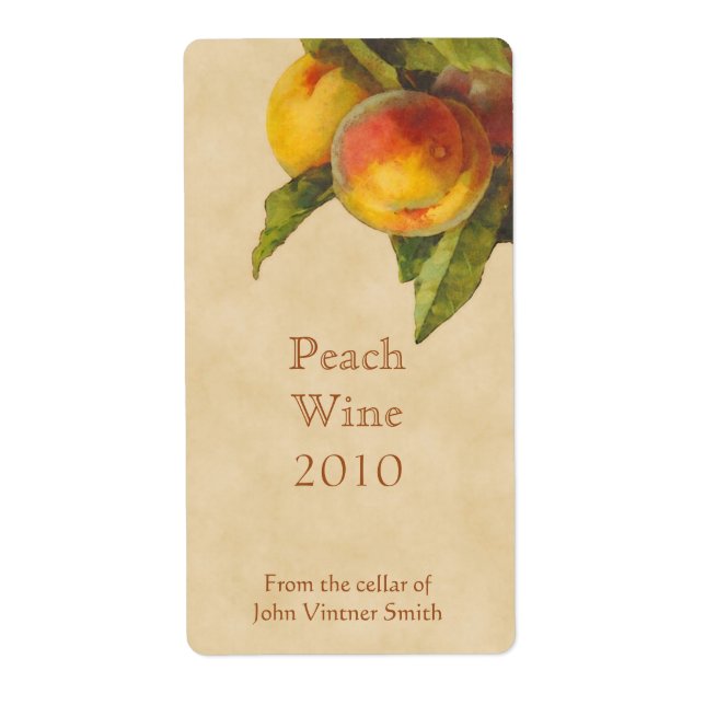 Peach wine bottle label (Front)