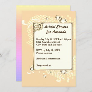 Peach with Frame & Diamonds Image Bridal Shower Invitation