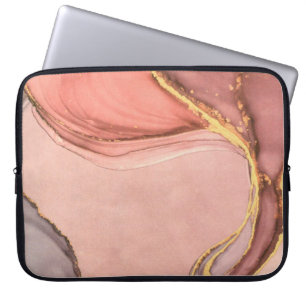 Peach With Gold Geode Laptop Sleeve