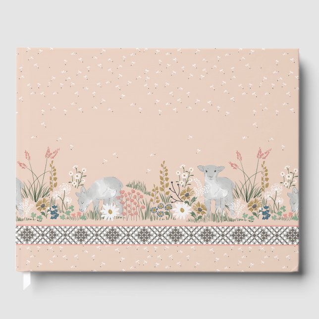 Peach Woodland Lamb Guestbook (Front)