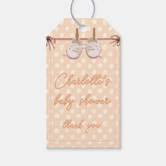 Peach-y Baby Shoes Gift Tags (Front)