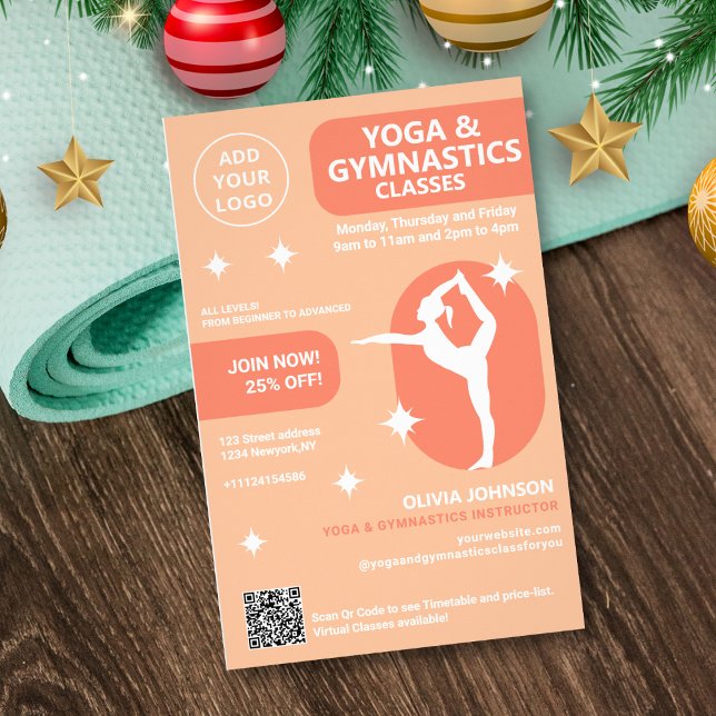 Peach Yoga & Gymnastics instructor studio classes Flyer (Creator Uploaded)