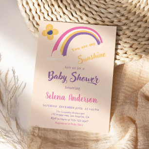 Peach “You Are My Sunshine” Rainbow Baby Shower    Invitation