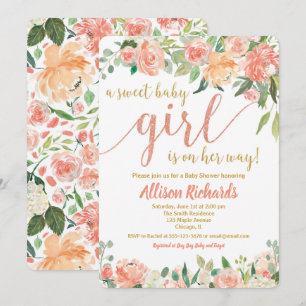 Peaches and cream baby shower invitation girl