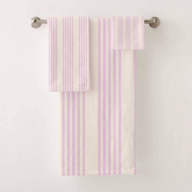Peaches and cream five stripes pattern bath towel set (Insitu)