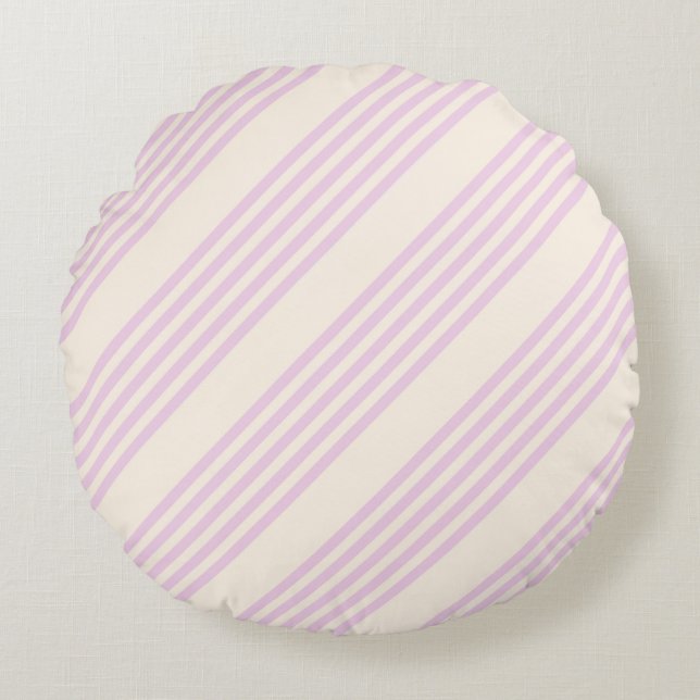 Peaches and cream five stripes pattern round pillow (Front)