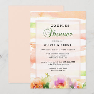 Peaches and Cream Floral Wedding Couples Shower Invitation