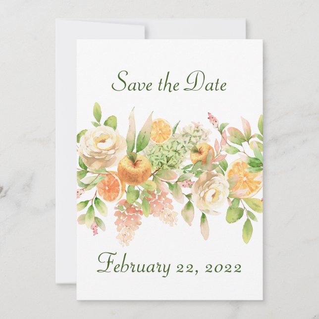 Peaches and Cream Flowers and Fruit Save The Date (Front)
