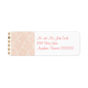 Peaches and Cream Lace and Pearls Address Label