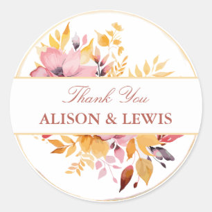 Peaches and Cream Spring Wedding Thank You Classic Round Sticker