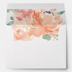 Peaches and Cream Watercolor Peonies Floral Envelopes
