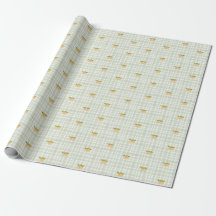 Peaches and sage green plaid wrapping paper