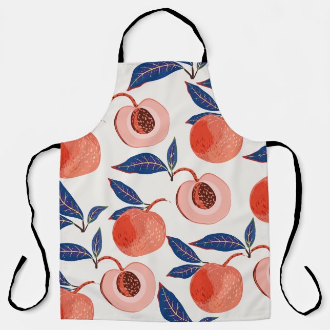 Peaches Apricot Leaves Cream Background Apron (Front)