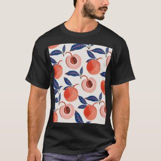 Peaches Apricot Leaves Cream Background T-Shirt