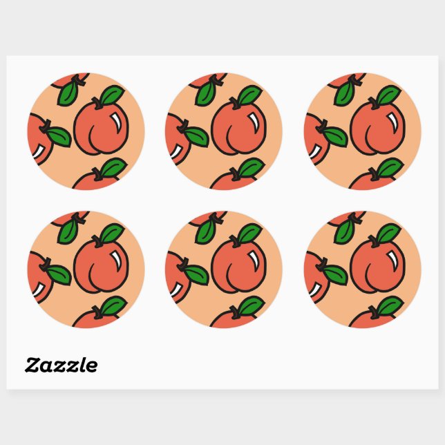 Peaches Classic Round Sticker (Sheet)