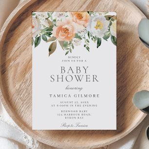 Peaches & Cream Floral Baby Shower Invitation