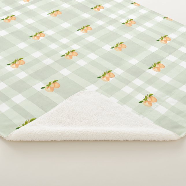 Peaches et sauge vert plaid sherpa jeter la couver (3/4)