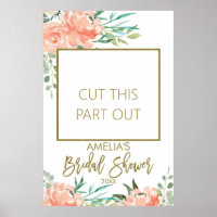 Peaches floral bridal shower photo booth frame