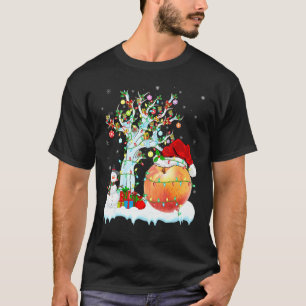 Peaches Fruit Xmas Tree Lighting Santa Hat Peaches T-Shirt