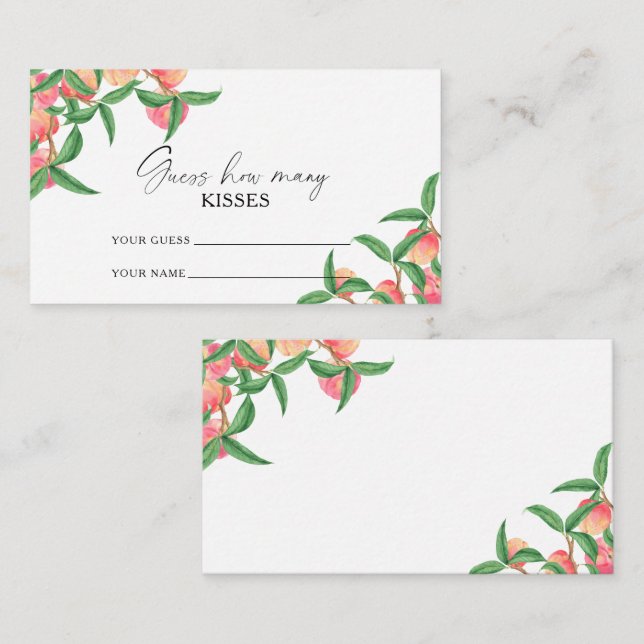 Peaches - guess how many KISSES bridal game Enclosure Card (Front/Back)