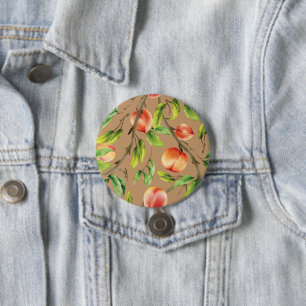 Peaches on the tree 3 inch round button