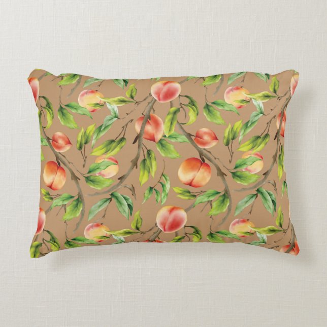 Peaches on the tree accent pillow (Front)