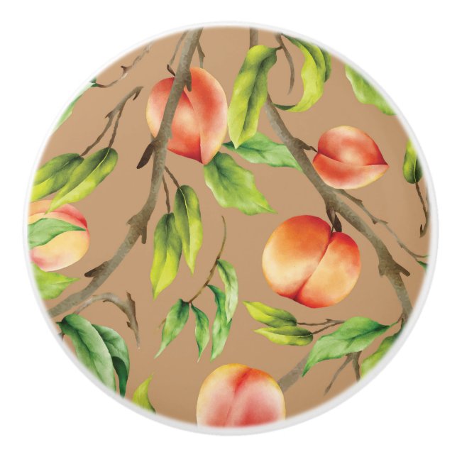 Peaches on the tree ceramic knob (Front)