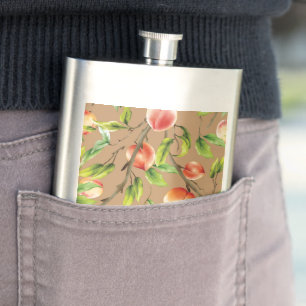 Peaches on the tree hip flask