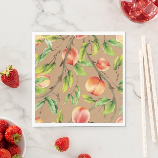 Peaches on the tree napkin (Insitu)