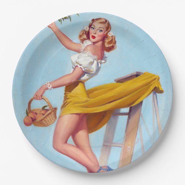 Peaches Pin Up Paper Plate (Front)