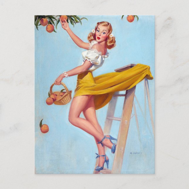 Peaches Pin Up Postcard (Front)