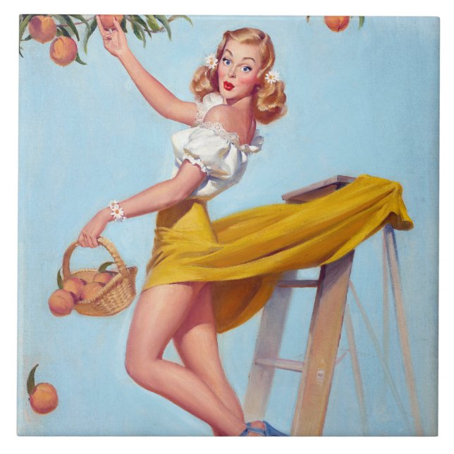 Peaches Pin Up Tile (Front)