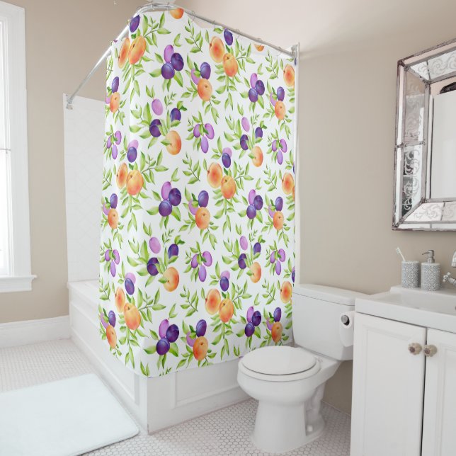 Peaches Plums Purple Cute Fruit Botanical Colourfu (In Situ)