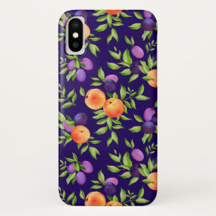 Peaches Plums Purple Cute Fruit Botanical Pattern Case-Mate iPhone Case