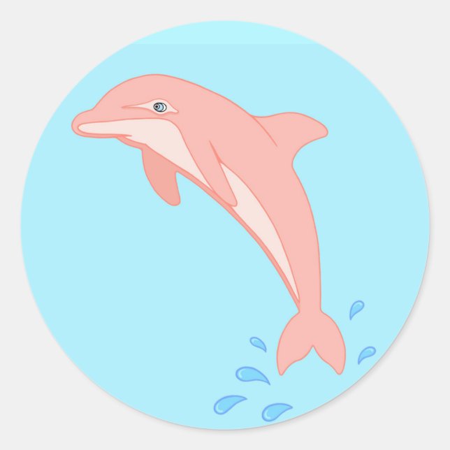 Peaches the Pink Dolphin Classic Round Sticker (Front)