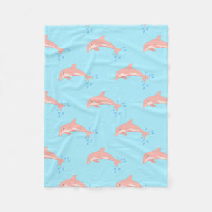Peaches the Pink Dolphin Fleece Blanket