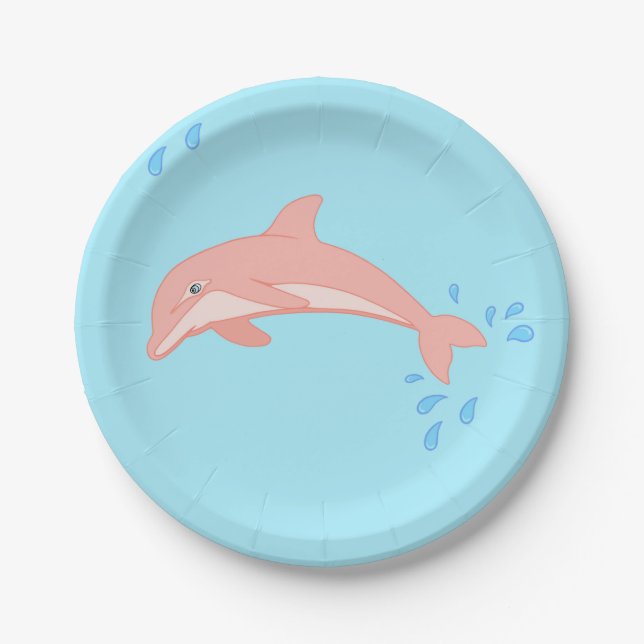 Peaches the Pink Dolphin Paper Plate (Front)