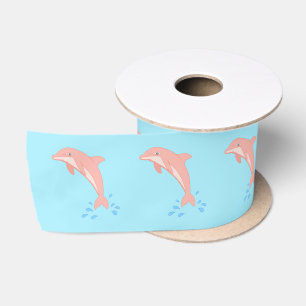 Peaches the Pink Dolphin Satin Ribbon