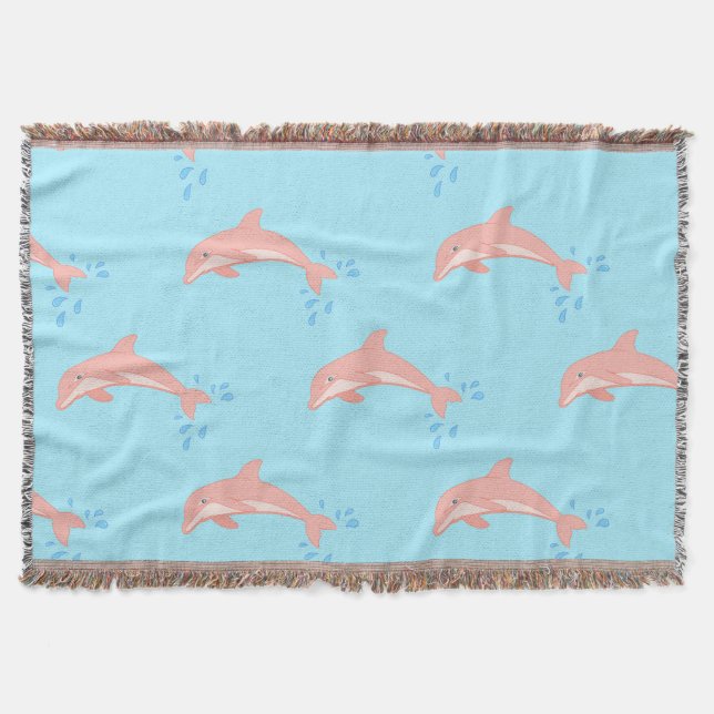 Peaches the Pink Dolphin Throw Blanket (Front)