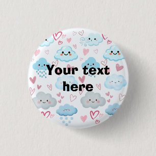 Peachify Dreamy Clouds 1 Inch Round Button