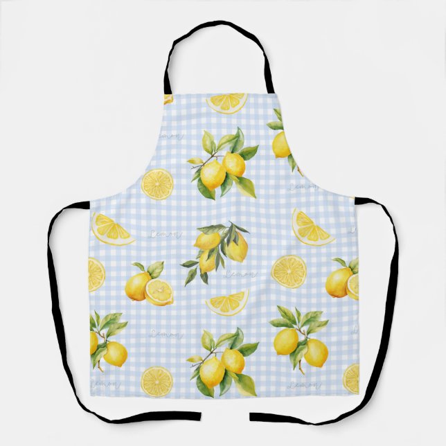 Peachify Lemon Gingham Apron (Front)