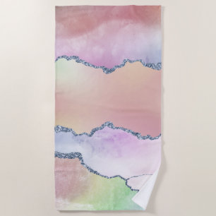 Peachy Agate   Pretty Soft Pastel Watercolor Ombre Beach Towel