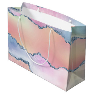 Peachy Agate Pretty Soft Pastel Watercolor Ombre Large Gift Bag