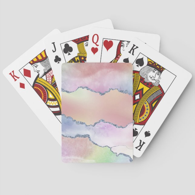 Peachy Agate | Pretty Soft Pastel Watercolor Ombre Playing Cards (Back)