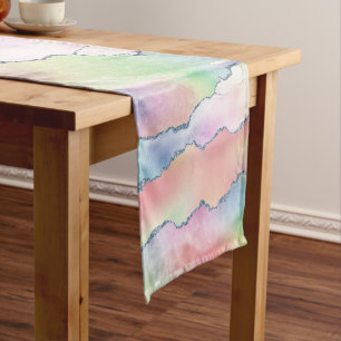 Peachy Agate   Pretty Soft Pastel Watercolor Ombre Short Table Runner