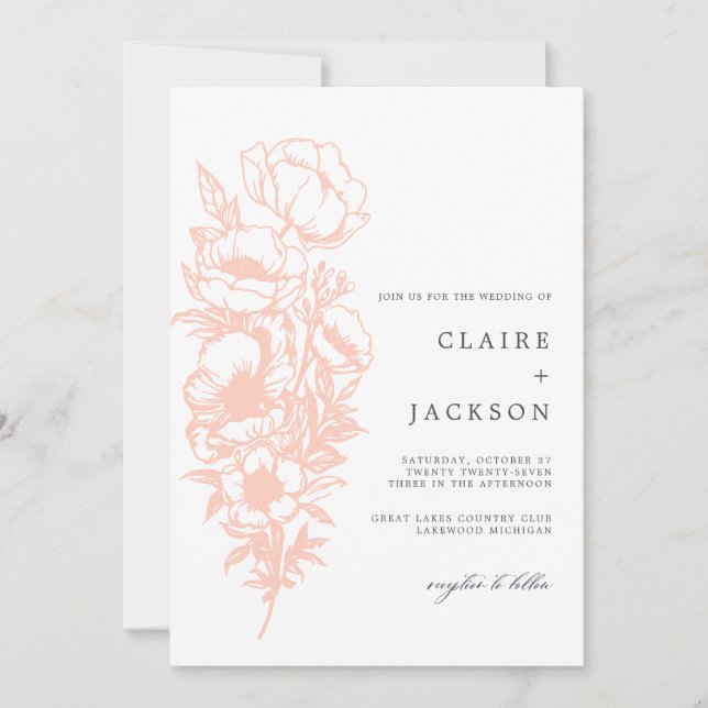 Peachy Anemone Invitation (Front)